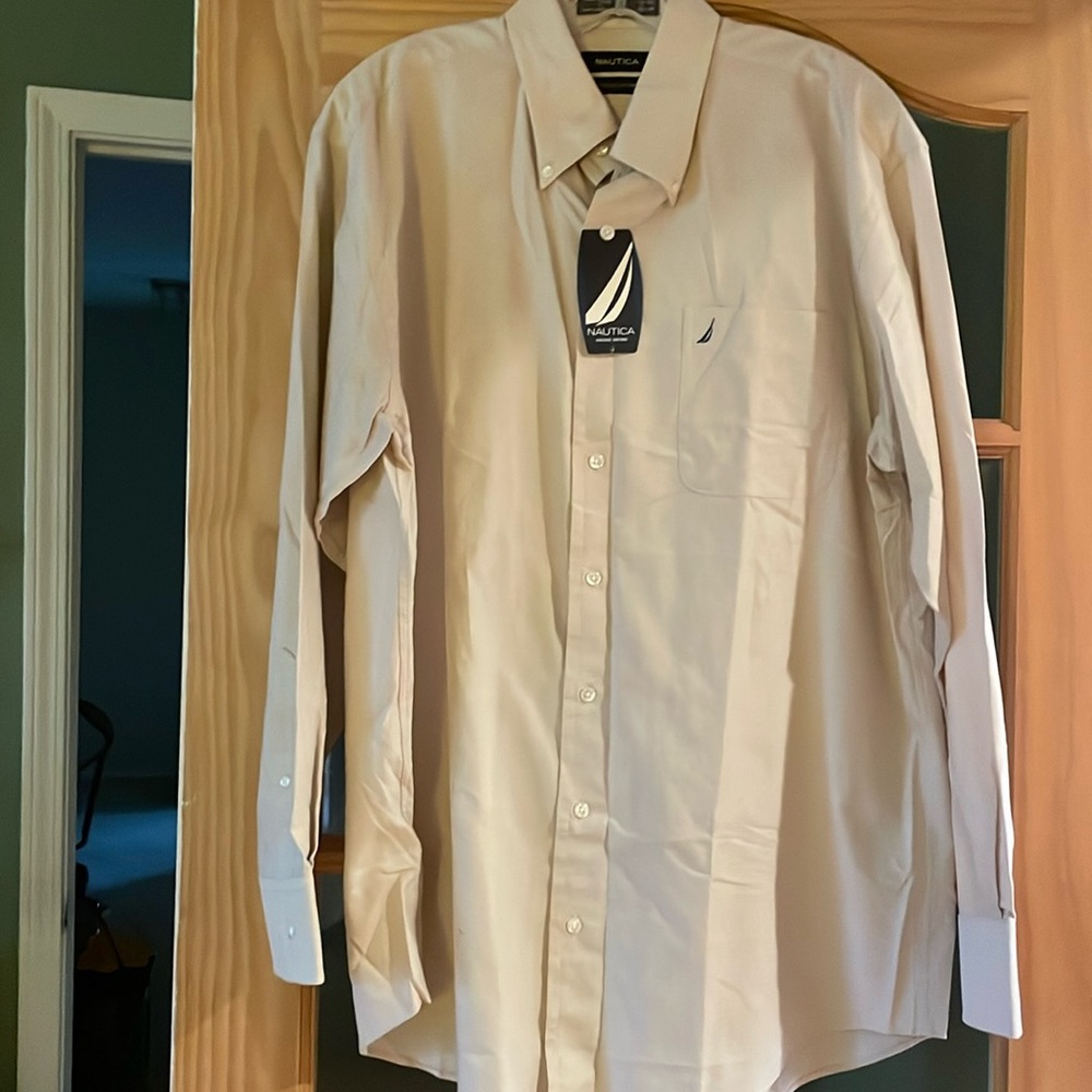 Nautical taupe dress shirt nwt